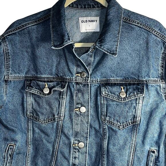 Old Navy WOW Relaxed Classic Denim Jacket Women’s Large NWOT 100% Cotton - Picture 2 of 7